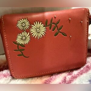 Floral Embellished Red Women's Bag